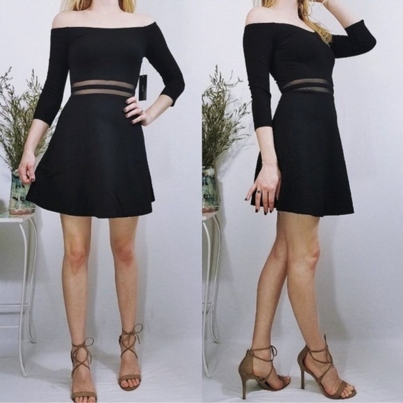 Lulus Women’s Black Yes To The Mesh Skater Dress Size M - Picture 1 of 5